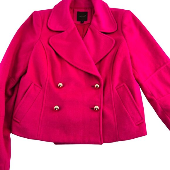 The Limited Womens Medium Hot Pink Wool Blend Double-Breasted Peacoat With Gold - Picture 1 of 9